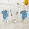 Three clear glasses featuring a blue Lake Istokpoga map and "FLORIDA".