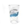 Clear glass pint glass with "Lake Ontario" text and a blue map outline.