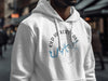 White hoodie featuring a compass rose with "Old Hickory Lake Tennessee" and a blue lake graphic.