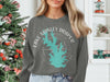 Grey sweatshirt with Lake Stanley Draper Oklahoma map design and compass rose.