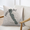 Pavlas Lake Wisconsin map design on a light-colored throw pillow.