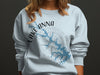 Light blue sweatshirt with Lake Anna Virginia map and compass design