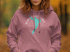 Dusty rose hoodie with Black Canyon Lake Arizona graphic and compass.