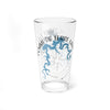 Glass with blue Pomme de Terre Lake map and compass graphic.