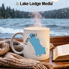 White mug with "Cain Lake" and Washington state map on it.