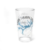 Clear glass pint glass with Mark Twain Lake map and compass design.