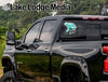 Black pickup truck with "Huron Life" decal on the rear window.