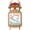 Sleigh ornament with "Merry Christmas from Theodore Roosevelt Lake" and snowflakes.