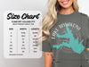 Lake Tawakoni Texas t-shirt size chart with width and length measurements in inches.