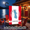 Garden flag with Peyto Lake map design, Canadian flag accents, and "The Smith Family" text.