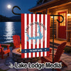 Customizable garden flag with Lake Thunderbird map and "The Smith Family" text.