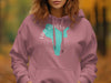 Hoodie with teal Lake Stevens map and Washington text on compass rose.