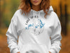 White hoodie with "Lake James North Carolina" text and a compass design.
