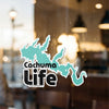 Cachuma Life sticker with lake outline and copyright text.