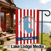 Personalized Lake Tohopekaliga Florida garden flag with red and white stripes.