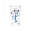 Clear glass pint glass with "Lake Burton Georgia" and a blue lake map design.