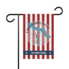 Garden flag with red and white stripes, Lake Charlevoix map, and "The Smith Family" text.