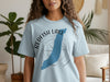 Light blue t-shirt with Redfish Lake map, compass, and Idaho text.