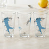 Three clear glasses featuring a blue outline map of Lake Quivira, Kansas.