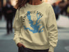 Cream sweatshirt with Lewisville Lake, Texas map graphic and compass rose.