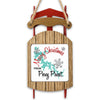 Sled-shaped Christmas ornament from Percy Priest with snowflakes.