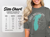 Comfort Colors 1717 heavyweight adult tee size chart with width and length measurements.