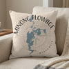 Pillow with Minong Flowage map and compass design, reads "Minong Flowage Wisconsin".