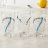 Three clear glasses featuring a blue map of Canandaigua Lake and a compass rose.