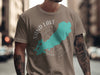 Sand Lake Ontario map on a brown t-shirt with compass design and tattoos.