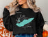 Black sweatshirt with Lake Erie map and compass graphic.