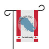 Garden flag with Canadian maple leaf, Georgian Bay map, and "The Smith Family" text.