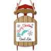 Wooden sled ornament with "Merry Christmas From Shoal Lake" text and a map.