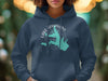Dark blue hoodie with teal Lake Tawakoni, Texas map and compass graphic.