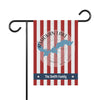 Garden flag with red and white stripes, Ashokan Lake map, compass, and "The Smith Family".