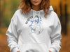White hoodie featuring Beaver Lake Arkansas map graphic with compass rose.