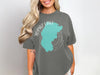 Gray t-shirt with Topaz Lake, California design and compass graphic.