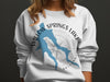 Willow Springs Lake Arizona graphic on white sweatshirt with compass rose.