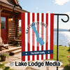 Garden flag with Keechelus Lake shape, compass rose, and "The Smith Family" text.