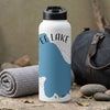 White water bottle with "SEE LAKE" and New Haven map design.