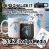 Personalized mug, tumbler, and coaster with Lake Cascade design.