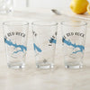 Three clear glasses with "Lake Red Rock Iowa" design and compass graphic.