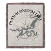 Possum Kingdom Lake map with compass design and Texas text on woven blanket.