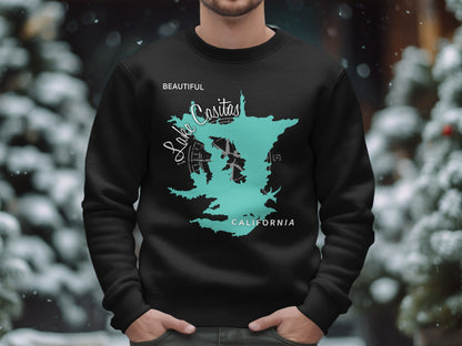 Lake Casitas California Map Design T-Shirt or Sweatshirt