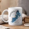 White mug with "Watson Lake Arizona" and a blue lake outline.