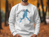 White sweatshirt with a blue Longview Lake map, compass, and "MISSOURI" text.