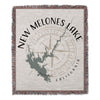 Tapestry with New Melones Lake map, compass rose, and "CALIFORNIA" text.