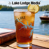 Glass of iced tea with lemon and a map of Kerr Lake design.