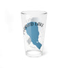 Clear glass pint glass with Pyramid Lake map and compass design.