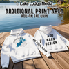 White hoodies displayed with "Add Back Design" and "Add Sleeve Design" text.
