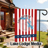 Garden flag with red and white stripes, "Lake Eufaula Oklahoma" text, and "The Smith Family".